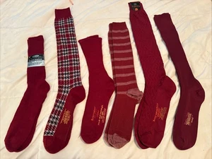 6 Pair Vintage New Old Stock SOCKS Reds - Picture 1 of 13
