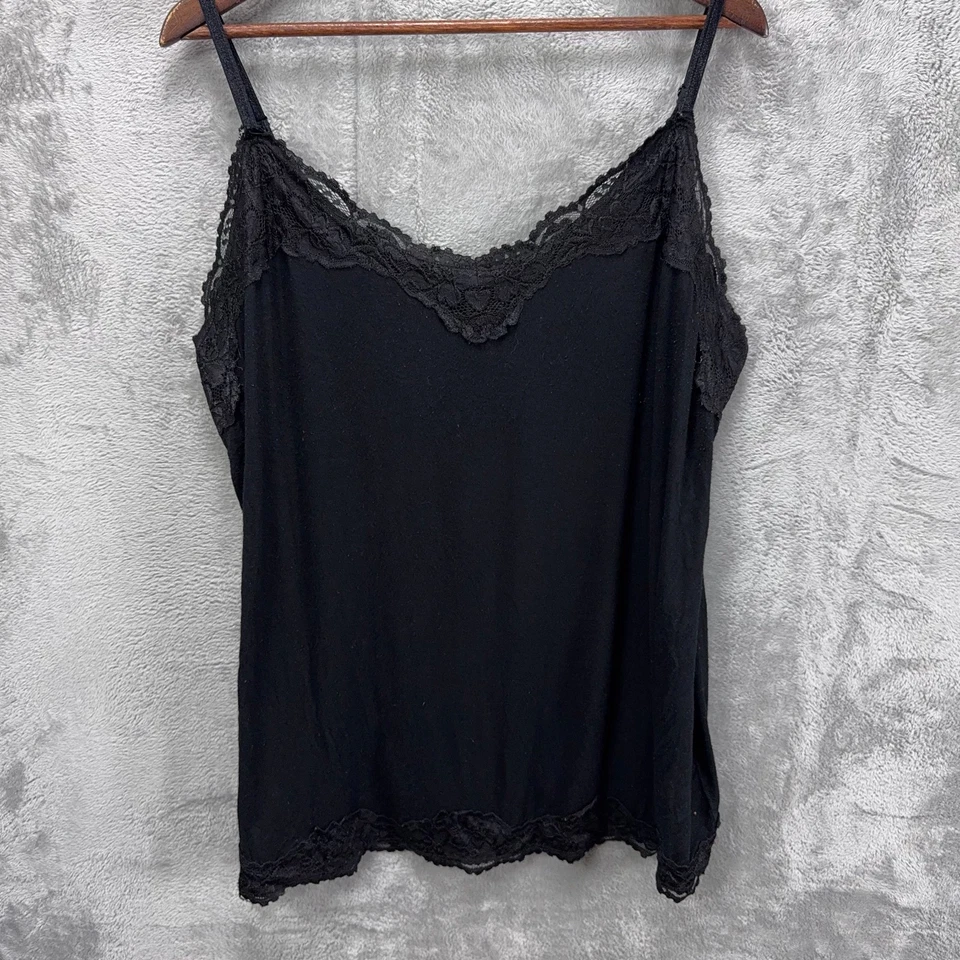 Cami Avenue Mujeres Y2K Borde de Encaje 22/24 Negro Preppy Años 90 Capas Elastizadas Capricho Foto 1 de 4