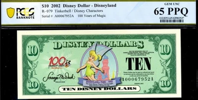 HGR 2002 $10 Disney Dollar R-079 (Tinkerbell) PCGS GEM UNC 65PPQ - Image 1 of 2