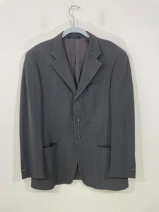 ARMANI Collezioni Wool Blend Blazer Mens 40R Brown 3 Button Striped Italy Made - Picture 1 of 11