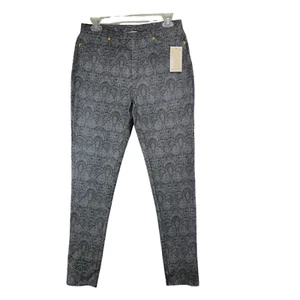 Michael Kors Womens Black White Paisley Pull On Skinny Leggings Size M NWT - Picture 1 of 14