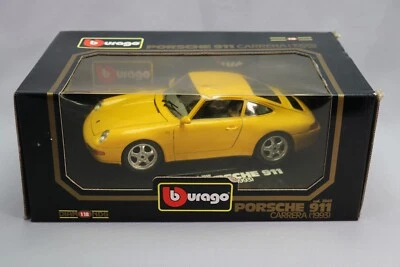 LJ358 BURAGO 3060 1/18 1:18 voiture Porsche 911 carrera 1993 jaune - Photo 1/4