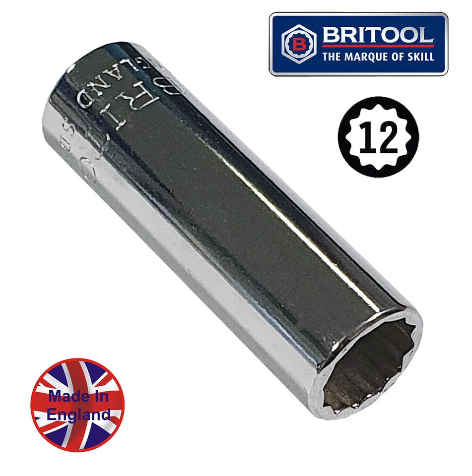BRITOOL ENGLAND 1/4 DEEP BI HEX (12 POINT) 11/32" AF SOCKET SDB344 - Image 1 of 1