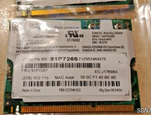 Intel Pro Wireless 802.11b Mini-PCI Card IBM T40 T41 T42 R40 X31 91P7266 91P7267 - Picture 1 of 2