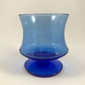 Vtg SENECA GLASS "FASHIONABLES DELPHINE BLUE" FOOTED LOWBALL / JUICE 3.5"