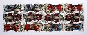 Victorian Die Cut Scrap of Christmas Santa Claus w/ Rare Blue Coat Santa - Picture 1 of 5