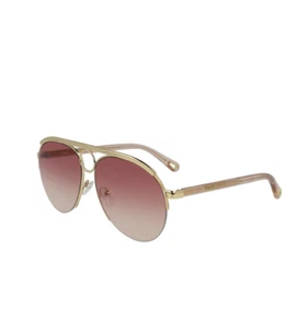 CHLOE 59mm ROMIE Semi-Rimless Aviator Sunglasses Gold Rose $420 - Picture 1 of 6
