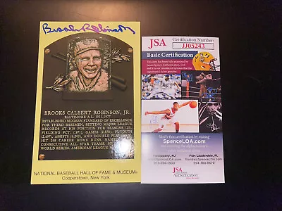 BROOKS ROBINSON SIGNED HALL OF FAME PLAQUE BASEBALL ORIOLES GOLD GLOVE JSA - Image 1 of 2