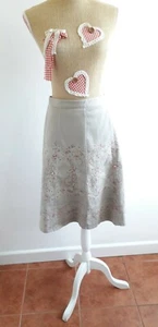 New Look Size 12 Beige Sequin Embroidered Ethnic Boho A Line Skirt - Picture 1 of 5