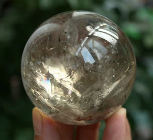 395g 2.55'' NATURAL SMOKY QUARTZ CRYSTAL SPHERE BALL HEALING - Picture 1 of 8
