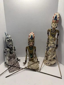 Títeres Wayang Golek indonesios de colección - Juego de 3 marionetas artesanales - Imagen 1 de 10
