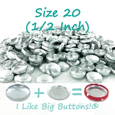 25 Cover Buttons & Tool Kit: FLAT BACK Size 20 (1/2"/12mm) Fabric Covered Button - Image 1 of 4
