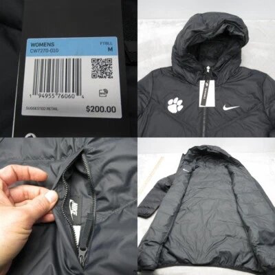 Parka de plumón Clemson Tigers Nike para mujer mediana negra reversible Windrunner NUEVA Foto 1 de 4