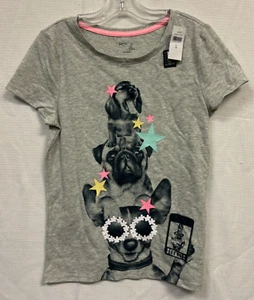 GAP Kids - Girl's Grey Dog Selfie Graphic T-Shirt - Girl's Size XL - Picture 1 of 8