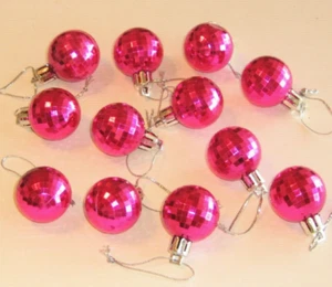 Faceted Mini Balls Christmas Ornaments Decorations Rose Red 1" Miniature Trees - Picture 1 of 3