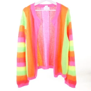LES TRICOTS DE LÉA Cardigan Strickjacke Neon Rainbow Stripes Gr. 1 DE S 36 - Bild 1 von 3