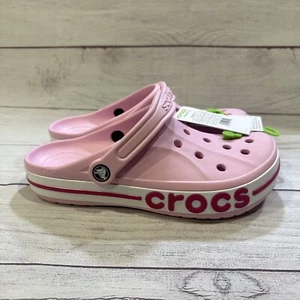 Crocs Bayaband Clogs Unisex Pink w/Pink Stripe Beach Summer Hiking Casual Shoes - Picture 1 of 6