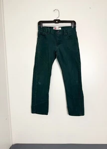 Levis 513 Corduroy Jeans Slim Straight Zip Forest Green Tan Boys 14Reg 27x27 - Picture 1 of 12