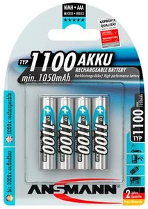 Ansmann Akku NiMH-Akku Micro AAA 1100mAh 4St. Wiederaufladbare Batterien - Bild 1 von 2