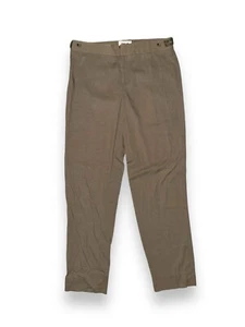 HELMUT LANG Taupe Womens sz 2 Linen Blend Adjustable Waist Buckle Dress Pant - Picture 1 of 6