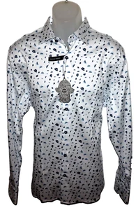 Camisa Visconti Manga Larga Grande Elastizada Blanca Estampado Sombrero Nuevo con Etiquetas - Imagen 1 de 8