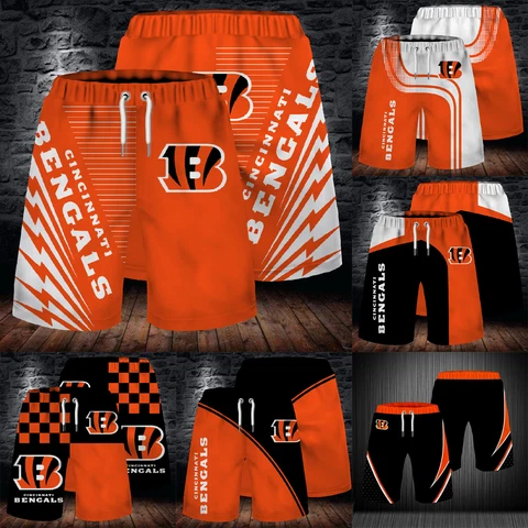 Cincinnati Bengals Men's Quick Dry Beach Shorts Summer Surf Board Swim Trunks Cover