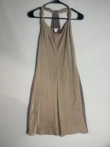 Banana Republic Dress Women Size 0P Brown Solid Print Halter Sheath 100% Silk - Picture 1 of 10