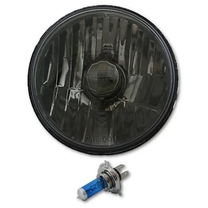 5-3/4" Motorcycle Crystal Smoked Halogen Headlight Metal Headlamp 60W Light Bulb - Imagen 1 de 8