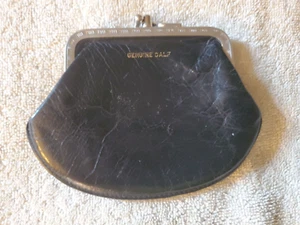 Vintage Coach Small Kiss Latch 2 Sided Coin Purse Genuine Calf Leather Black - Picture 1 of 5