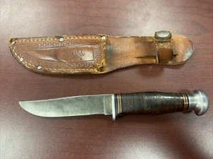 Clauss Shear Co Fixed Blade Hunting Knife Fremont Ohio w/ OEM Leather Sheath - Picture 1 of 9