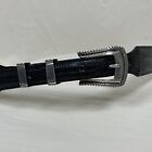 Genuine Lizard Belt Size 32 Black Sterling Silver Buckle Made in USA