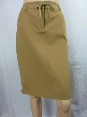 Piazza Sempione Tan Cotton Skirt Drawstring Waist Beltloops Pockets Sz 44IT 8US - Image 1 of 4