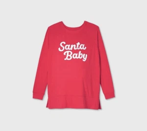 Weihnachten Umstandstop Santa Baby rot festlich Urlaub Neuheit Langarm kuschelig - Bild 1 von 4