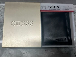 NEU Guess Herren Leder Kreditkarte Ausweis Geldbörse dreifach faltbar schwarz mit Geschenk Etui - Bild 1 von 16