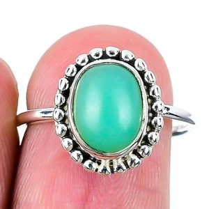 Daughters Day Deal Natural Chrysoprase 925 Silver Statement Ring Jewelry Size 7 - Picture 1 of 8