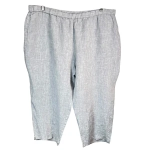Eileen Fisher Women 100% Organic Linen Cropped Pants Gray Pull On Relaxed Fit XL - Picture 1 of 4