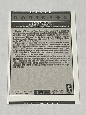 Baloncesto Fleer Pro-Visions 1991-92 MISCUT - David Robinson - San Antonio Spurs Foto 1 de 2