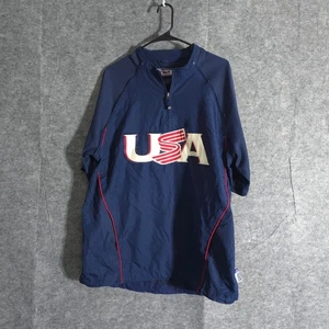 Team USA Baseball Pullover Jacket Mens L Lightweight Water Repellent Majestic - Picture 1 of 11