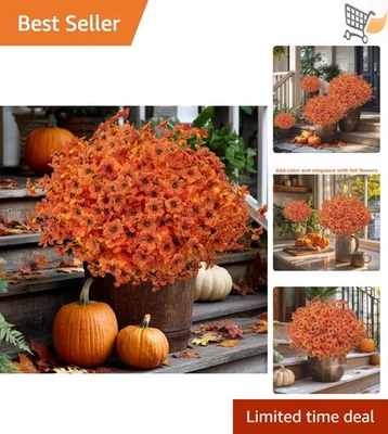 Flores falsas de otoño para exteriores 16 paquetes de plantas sintéticas resistentes a los rayos UV decoración de jardín Foto 1 de 4