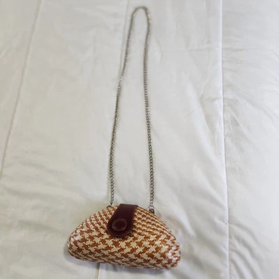 Vintage Retro 90s Le Sac Kultura Natural Fiber Hardshell Shoulder Mini Clutch - Image 1 of 4