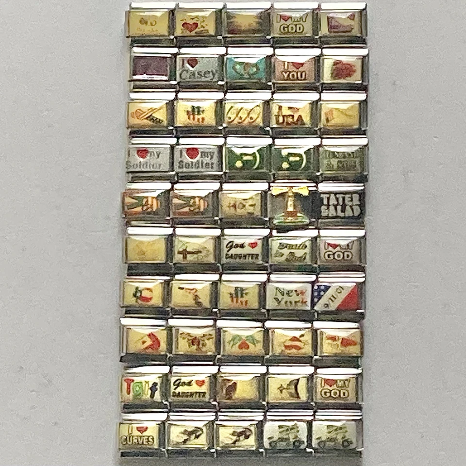 Lote de 50 piezas DIJES ITALIANOS 9 MM #338 al por mayor nuevo stock antiguo nuevo en stock dijes fotográficos Foto 1 de 4