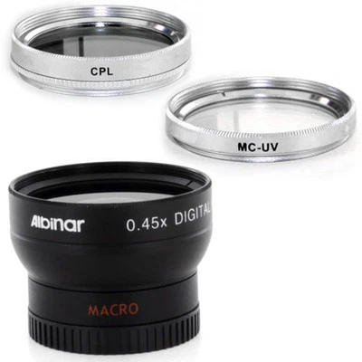 ALBINAR 37mm Wide Angle Lens, CPL, MCUV Filters for Sony Handycam CCD TRV87E, TRV138,USA