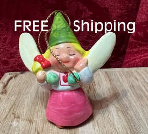 CHRISTMAS Estate Find Christmas 1979 Unieboek Winged Gnome Fairy Ornament 2-1/2" - Picture 1 of 5