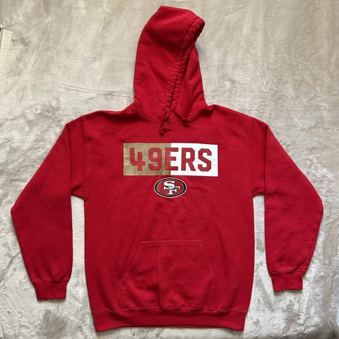 San Francisco 49ers Sweater Adult Medium Red Gold Hoodie NFL Football Mens * Cover