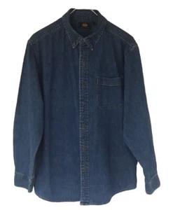 Denim Shirt Mens Route 66 Blue Size M Long Sleeve Metal Buttons Pocket EUC - Picture 1 of 5