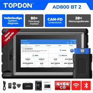 TOPDON AD800 BT 2 Profi KFZ OBD2 ALLE SYSTEM Diagnosegerät Scanner CAN FD 64GB - Bild 1 von 15