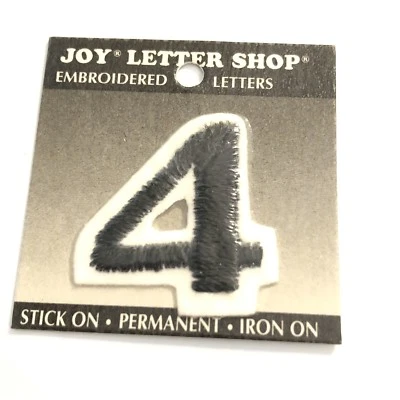 Joy Letter Shop Black Number 4 1.5” Iron On Embroidered Patch Appliqué Crafting - Image 1 of 4