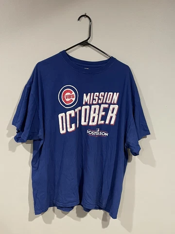 Chicago Cubs Men's Mission October Short Sleeve T-Shirt Blue XXL Cover