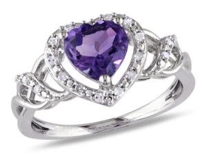 6.50 Carat (ctw) Amethyst Heart Promise Ring Rose Sterling Silver - Picture 1 of 4