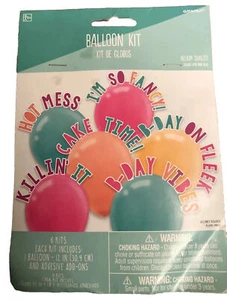 Balloon Party Kit Birthday Decoration Amscan 6 Kits Adhesive Cake Hot Mess NEW - Picture 1 of 3